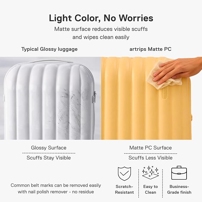 artrips Checked Luggage 24 Inch, Lightweight Hard Shell Suitcase with Spinner Wheels, Medium Travel Suitcase for 4–7 Day Trips, Yellow