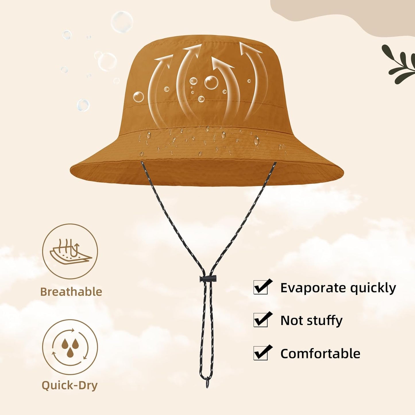 Durio Waterproof Bucket Hats for Woman UPF 50+ Sun Hat UV Protection Packable Rain Hats for Women Lightweight Hiking Hat