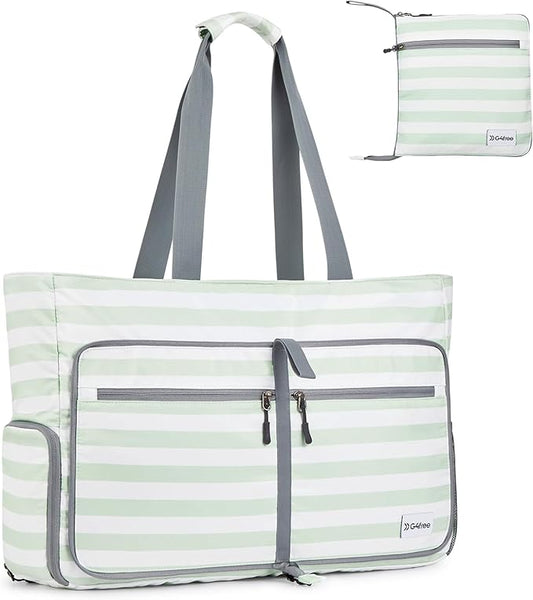 G4Free Large Beach Bag, Foldable Tote with Zipper, Waterproof Sandproof Pool Bag