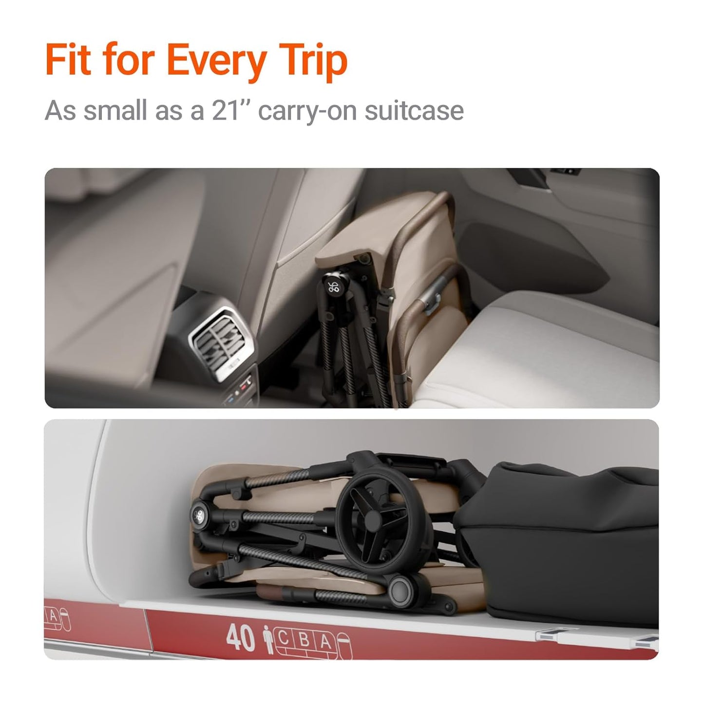 Lightweight Baby Travel Stroller with Carbon Fiber Frame, Compact & Airplane-Friendly, One-Handed Folding Design, 11.6 lbs, Perfect for Toddlers, Organizer & Cushion Included, Simply Taupe