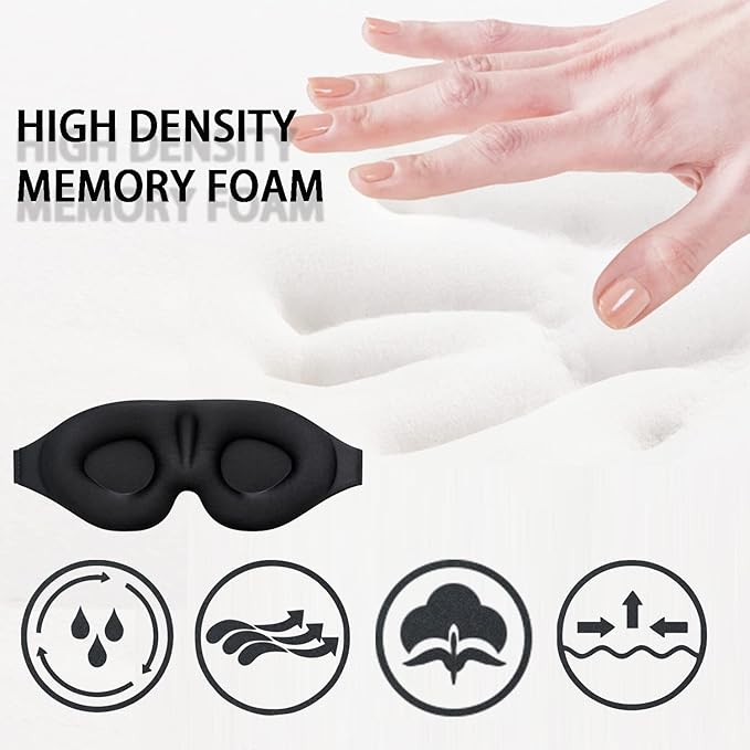 Eye Mask for Lash Extensions, Eyelash Sleeping Mask for Extensions, 3D Sleeping Mask for Women Men with Adjustable Strap Ear Plugs, Sleep Mask for Lash Extensions for Nap Travel Night
