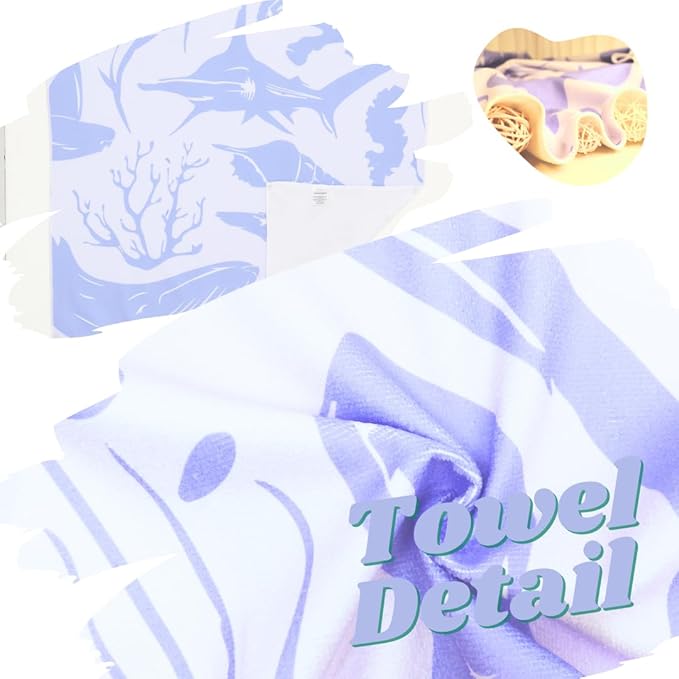 Oceanic Wonders Microfiber Beach Towels Quick Dry Towel,Travel Beach Towel for Swimming Pool, for Kids Adult,63’’ x 31’’, with A Unique Design,Includes Bag. (Lavander)