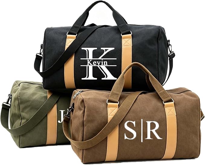 Personalized Name Duffel Bags, Custom Travel Bag for Men Waterproof Gym Tote Custom Canvas Sports Bag Ideal Wedding, Father's Day, Groomsmen Gifts (Style 2)