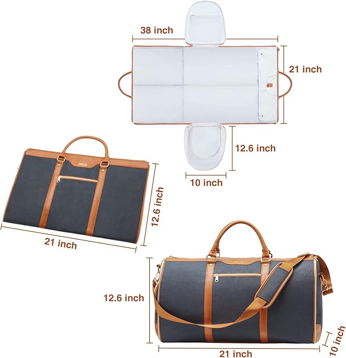 Convertible Garment Bag with Shoulder Strap, Carry on Garment Duffel Bag for Men Women,Waterproof & Wrinkle-Free Suit Carrier for Business Trips & Weekend Getaways, Foldable & Lightweight
