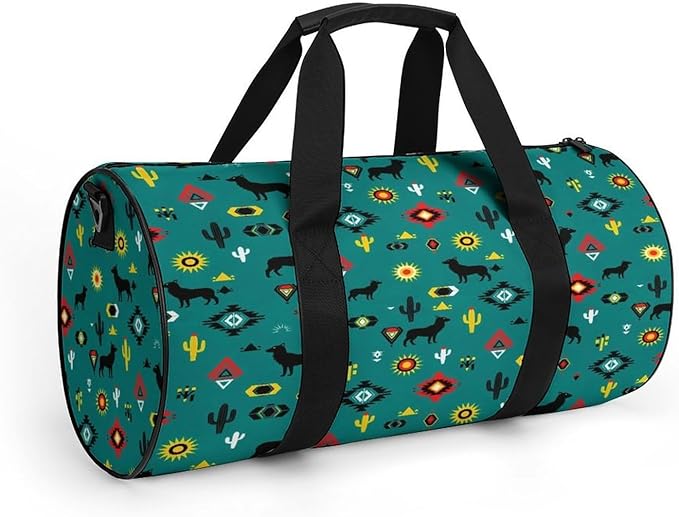 Foldable Gym Travel Bag Southwestern Native American Overnight Weekender Travel Bag Dance Sports Gymnastics Bags Unisex Overnight Bags