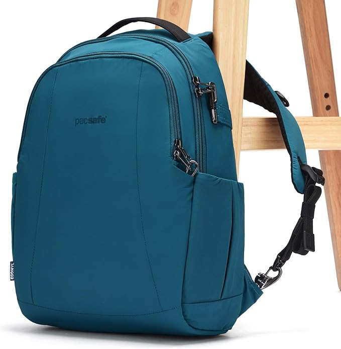 Pacsafe Metrosafe LS350 15 Liter Anti Theft Laptop Daypack/Backpack - with Padded 13" Laptop Sleeve, Tidal Teal