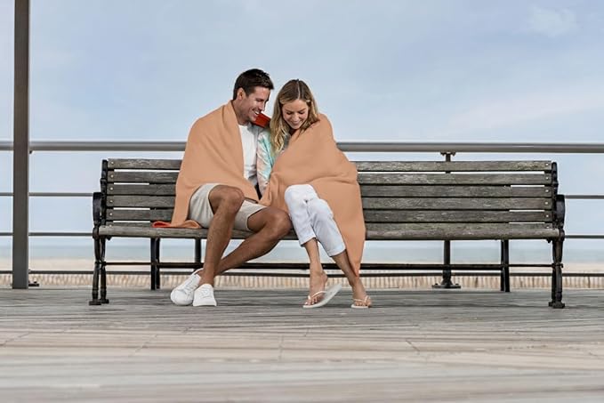 MV Sport Lightweight Sweatshirt Blanket Throw – Warm & Cozy, Breathable Oversized Fleece Knit, Couch, Bed, Travel, Cold Nights, and Outdoors – Soft Light Weight Blanket 54" x 84" Praline