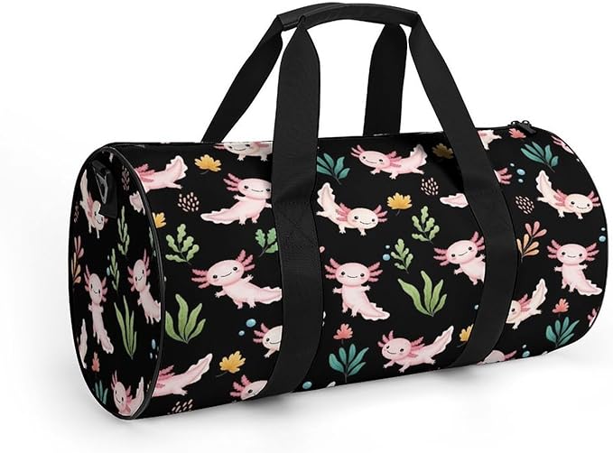Foldable Gym Travel Bag Axolotl Lovers Overnight Weekender Travel Bag Dance Sports Gymnastics Bags Unisex Overnight Bags