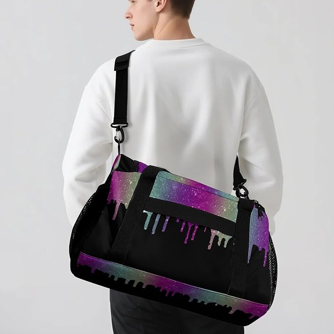 Personalized Name Sports Player Duffel Bags Colorful Glitter Spark Print Travel Perform Training Casual Bag for Man Women Multifunctional Bags