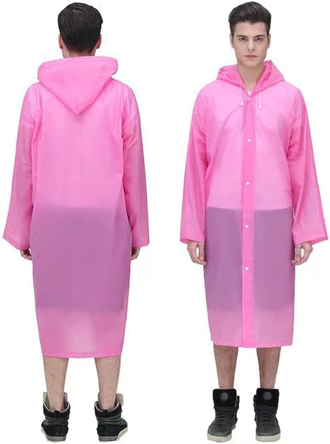 Rain Ponchos Raincoats for Adults Women, Reusable Rain Jacket Coats with Hood for Family Disney Park Travel 2 Pack