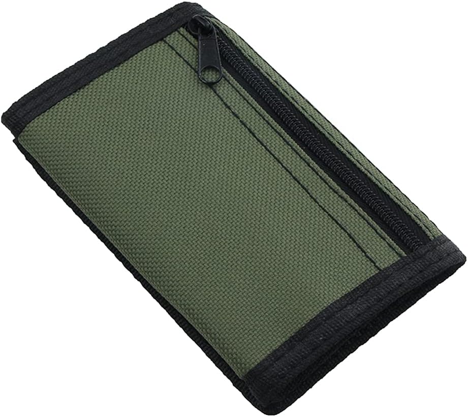 NEICY RFID Blocking Canvas Wallet for Men and Women - Camo Trifold Outdoor Sports Wallets with Magic Sticker for Teen Kids (Green)