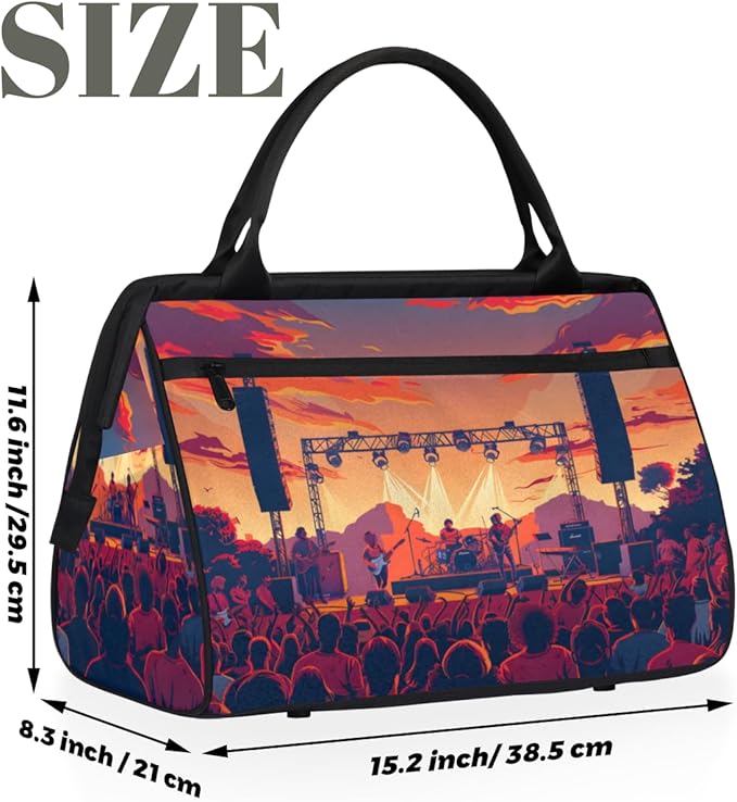 Music Festival Overnight Weekender Bag for Women Men Travel Duffel Bags Waterproof Luggage Carry on Sports Yoga Gym Bag