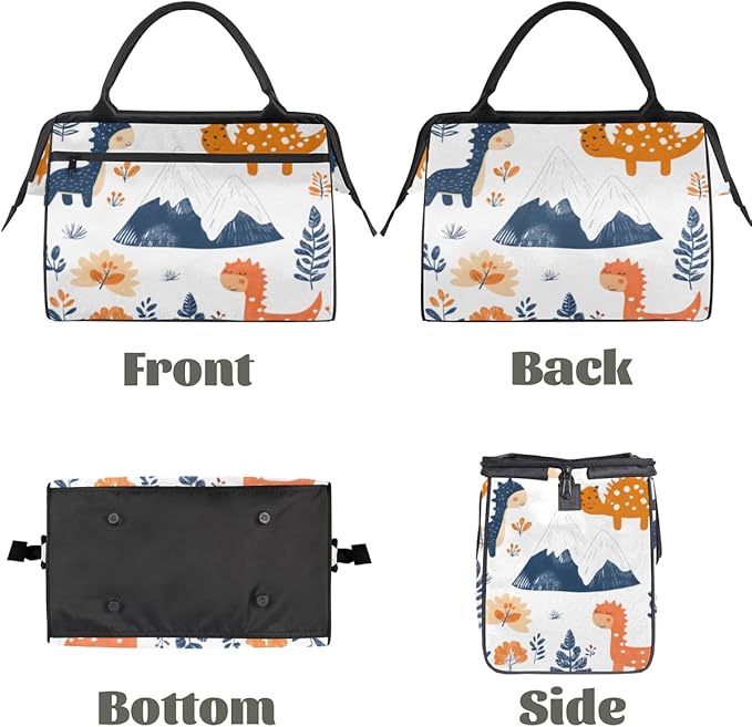 Cartoon Dino Overnight Weekender Bag for Women Men Travel Duffel Bags Waterproof Luggage Carry on Sports Yoga Gym Bag