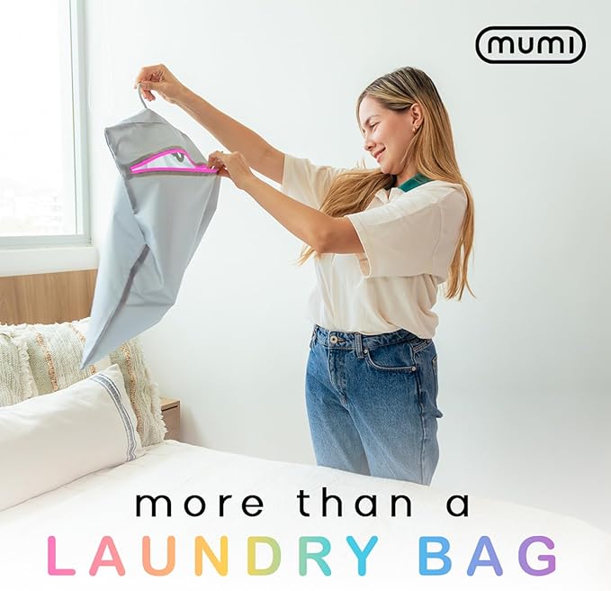 MUMI Travel Laundry Bag – Moisture & Smell-Proof Clothes Bag with Folding Hanger & Outer Pouch | Large Laundry Storage Bag for Suitcase, Gym & Packing | Dirty Clothes Organizer (Black)