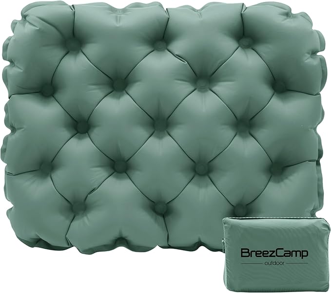 Inflatable Seat Cushion, Lightweight Stadium Seat Pad, Travel Air seat Cushion Anti-Slip for Airplane, Hiking, Climbing, Home and Camping,Olive Green