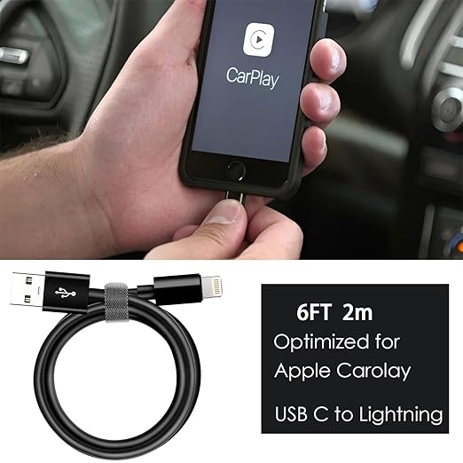 6ft Car Carplay Cable for iPhone 14, USB A to Lightning Cable for iPhone 14, 14 pro max,13,Plus,SE 2nd/12/11/Xs/XR, iPad 4/5/ 6/7/8, Mini 2/3/4/5, Air 2/3 Charger Cord, Car Charging Cable (Black)
