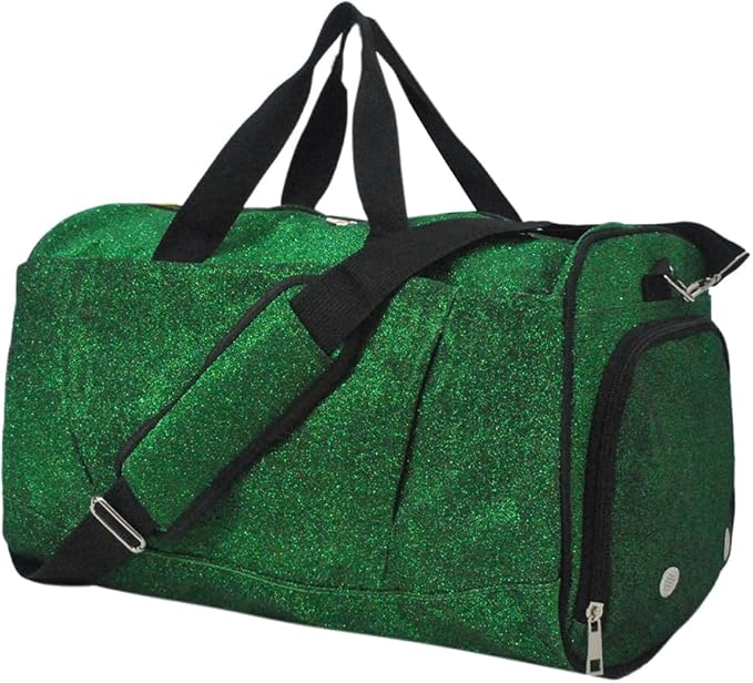NGIL Glitter Cheers Sports Gym Duffel with Shoe Compartment and Small Carry on Travel Tote Bags for Women, Gym bag, Overnight bags for Women, Cheer Bag (Glitter-Green)