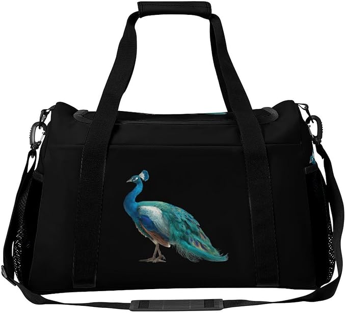 Peacock Bird Duffle Bag Gym Bag for Workout Travel Tote with Detachable Straps