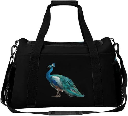 Peacock Bird Duffle Bag Gym Bag for Workout Travel Tote with Detachable Straps