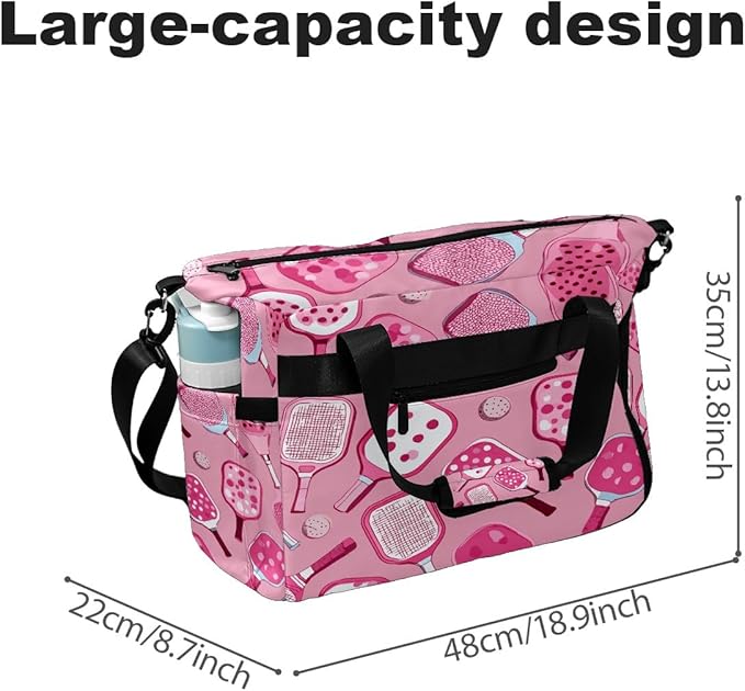 Sweet Cool Pink Gym Bag for Women & Tennis Bag, Large Sports Duffel Bag Waterproof with Ventilated Shoe Compartment & Front Racket Sleeve, Lightweight Travel Weekender Overnight Bag