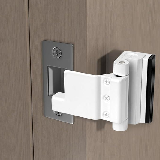 Adjustable Heavy Duty Zinc Alloy Portable Door Lock,Security Device for Enhanced Safety,for Home,Hotels,Travel,Apartments Prevents Unauthorized Entry,No Drill (1, White)