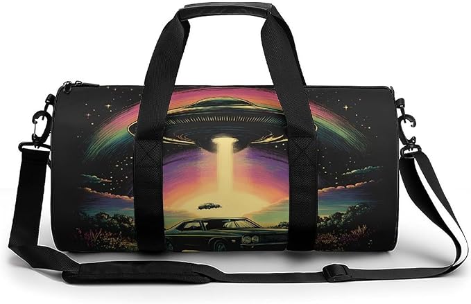 Ship Spaceship Travel Duffle Gym Bag with Shoe Compartment Carry Weekender Overnight Bags