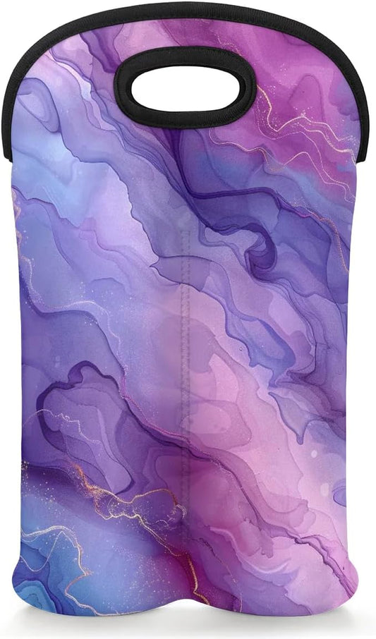 Wine Carrier Tote Personalized Bag for 2 Bottles - Neoprene Wine Bottle Holder with Carry Handle, Wine Protective Bag Insulated Bag Beer Cans Water Bottle Holder for Travel Picnic,Style13