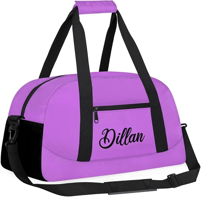 Custom Name Gym Duffel for Kids,Personalized Sports Bag Lightweight Gym Bags for Boys & Girls,Fitness Travel Weekender for Travel, Workout Magenta