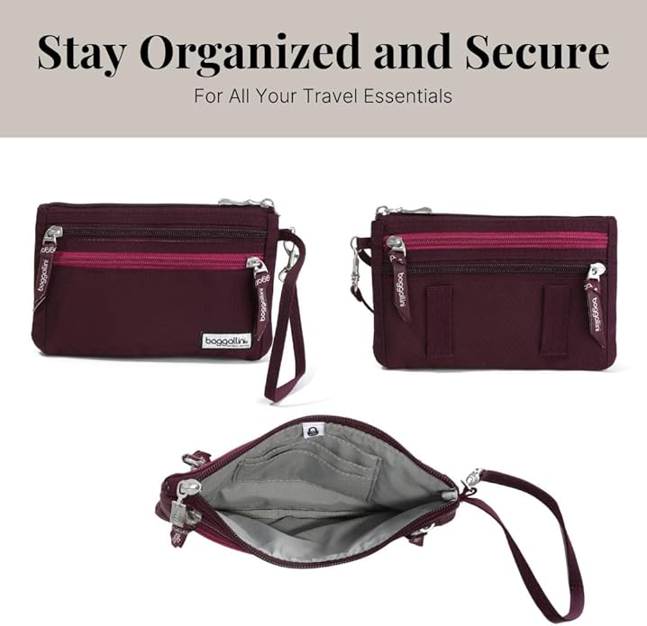 Baggallini Anti-theft RFID Currency Organizer 8"x4.25" Travel Accessory Passport Holder Money Belt Wallet w/Card Slots