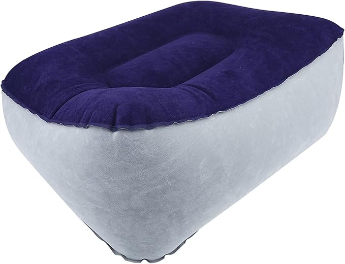 Inflatable Travel Foot Rest Pillow, Airplane Bed, PVC Material, Grey Blue, Special Feature: Inflatable, for Travel, Office, Home, Health/Wellness