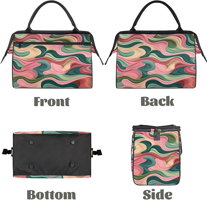 Geometric Colorful Waves Overnight Weekender Bag for Women Men Travel Duffel Bags Waterproof Luggage Carry on Sports Yoga Gym Bag