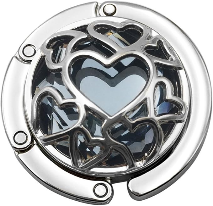 Multiple Hearts Style Premium Foldable Handbag Bag Purse Hanger Table Hook Holder (Gray)