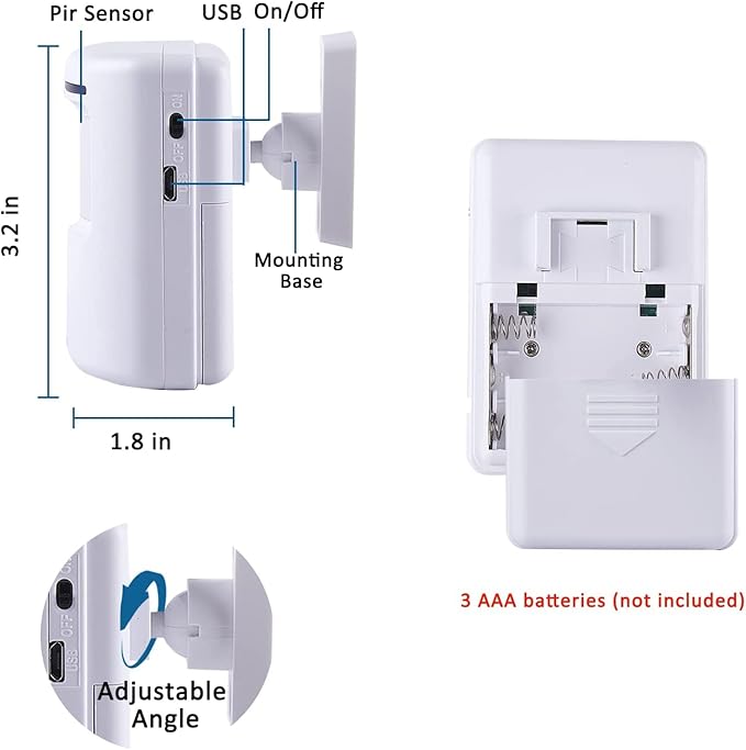 Motion Sensor Alarm, Long Range Wireless Driveway Alarm, Indoor Home Security System Electric Doorbells, 4 Motion Detector and 2 Alarm, 38 Chime Tunes, LED Indicator
