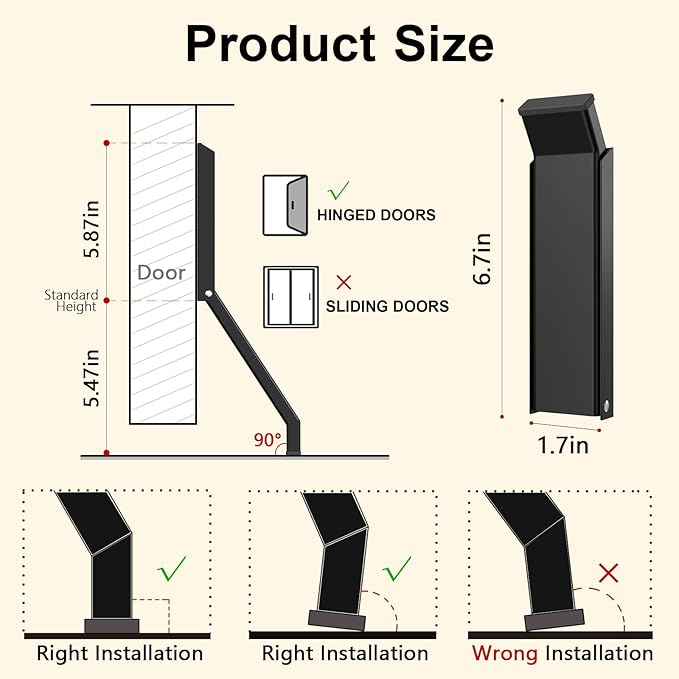Door Stop, No Drilling Door Stoppers to Keep Door Open, Easy Pedal Kick Down Door Holder, Bottom of Door (Black x 2 Pack)