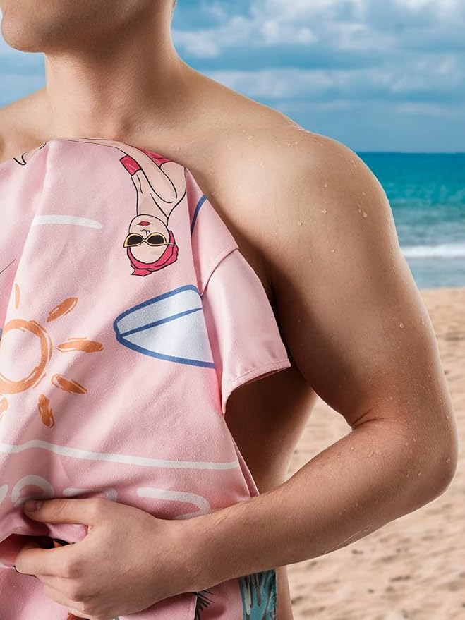 Microfiber Beach Towels: Quick Dry, Sand Free, Compact,Absorbent & Perfect for Travel - Oversized, Lightweight & Quick Drying for Adults (Pink, 1)