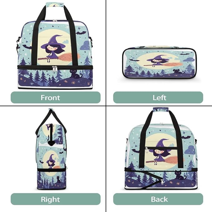 Cute Halloween Sports Duffel Bag Lightweight Gym Bag with Shoe Compartment Waterproof Travel Weekender Bag for Women and Men