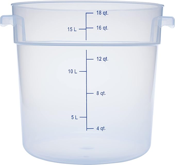 Carlisle FoodService Products Storplus Round Food Storage Container with Stackable Design for Catering, Buffets, Restaurants, Polypropylene (Pp), 18 Quart, Clear, (Pack of 6)
