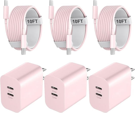Phone 17 16/15 Pro Max Charger, 20W Type C Fast Wall Charger with 10FT USB-C to C Cable, USB C Charger Block for Phone 17 16 15/16 15 Plus/17 16 15 Pro/17 16 15 Pro Max
