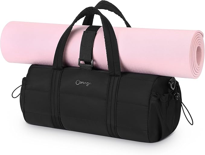 20L Gym Bag for Women, Medium Sport Duffel Bag with Yoga Mat Strap,Wet Pocket, Water-Resistant Adjustable Strap for Gym Yoga, Black