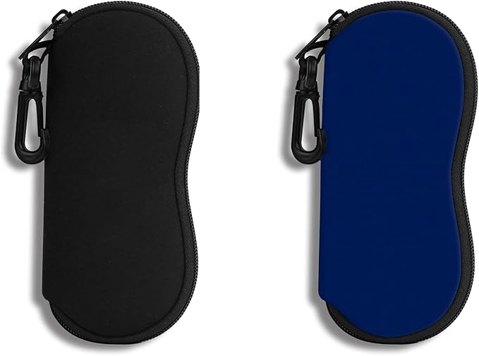 Hion Sunglasses Soft Case Ultra Light Neoprene Zipper Eyeglass Case With Belt Clip