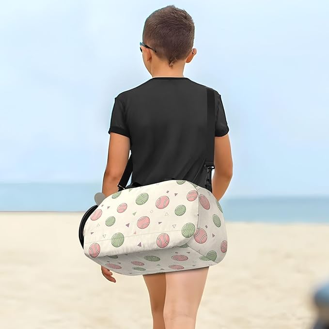 Tennis Balls Print Kids Sports Duffle Bag for Boys Girls Toddler Weekender Overnight Bag with Shoe Compartment & Wet Pocket Travel Foldable Bag for Gym Sport Dance Travel