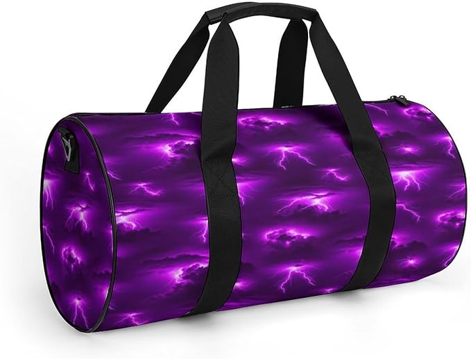 Travel Sports Lightweight Carry On Bag Purple Lightning Weekender Overnight Bag Dance Sports Gymnastics Bags for Men Women