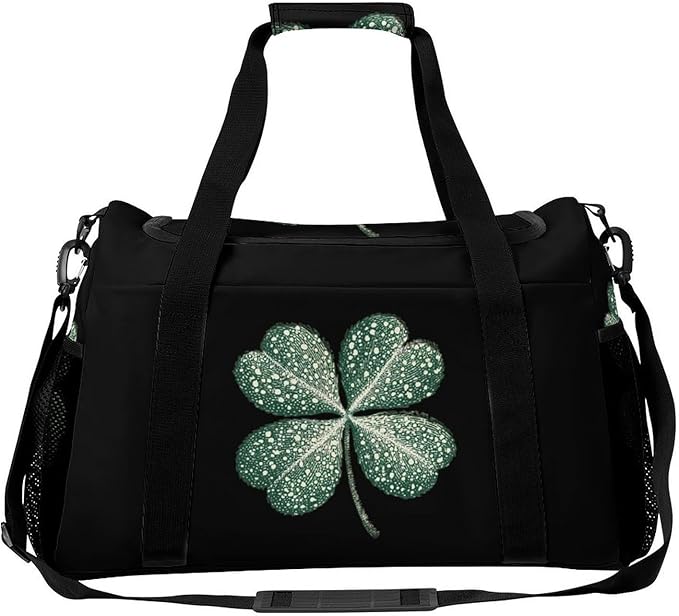 Four-Leaf Clovers Duffle Bag Gym Bag for Workout Travel Tote with Detachable Straps
