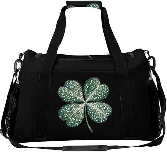 Four-Leaf Clovers Duffle Bag Gym Bag for Workout Travel Tote with Detachable Straps