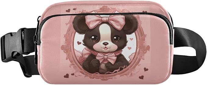 Valentine Panda Bear Pink Bows Fanny Pack for Women Men Water Resistant Fashion Waist Packs with Adjustable Strap Belt Bag for Travel Workout Jogging Hiking 21217804