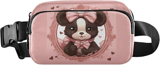 Valentine Panda Bear Pink Bows Fanny Pack for Women Men Water Resistant Fashion Waist Packs with Adjustable Strap Belt Bag for Travel Workout Jogging Hiking 21217804