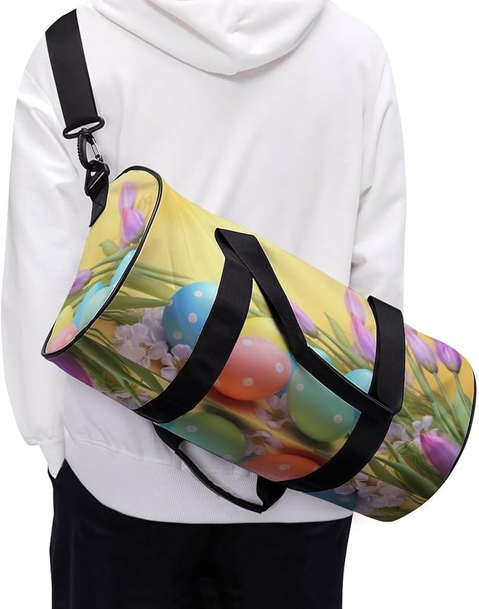 Sports Gym Bag for Women Men Travel Duffel Bag Tote Weekender Bag April Easter Carry on Overnight Bag for Travel Swimming Fitness Workout Sports Duffle Bag