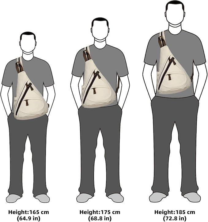 KL928 Canvas Sling Bag - Small Crossbody Backpack Shoulder Casual Daypack Rucksack for Men Women(Large Version,Beige)