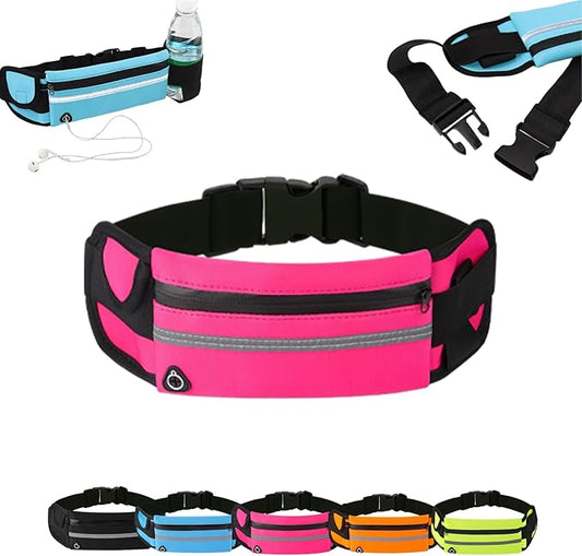 Anti-Theft Invisible Waist Bag, Multifunctional Outdoor Sports Waist Bag with Water Bottle Strap Travel Money Belt Under Clothes, Discreet Under Clothing Security Pouch for Running Men Women (Pink)