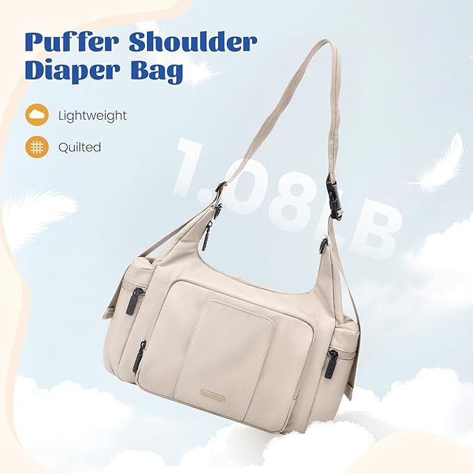 14L Puffer Diaper Bag Tote, Large Capacity Travel Diaper bags, Crossbody Hospital Bag for mom